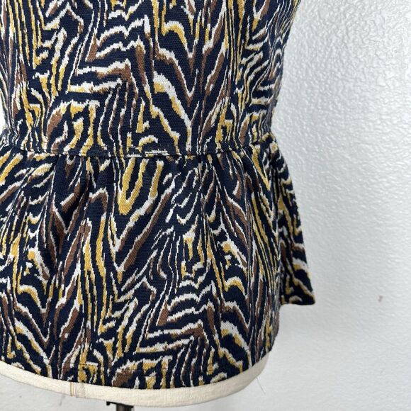 Anthropologie Top Women Medium Jaime Animal Print Peplum Tank Boho Indie - Picture 10 of 14